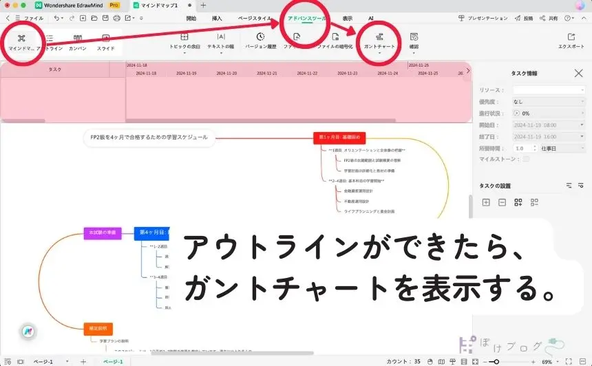 EdrawMindの表示画面