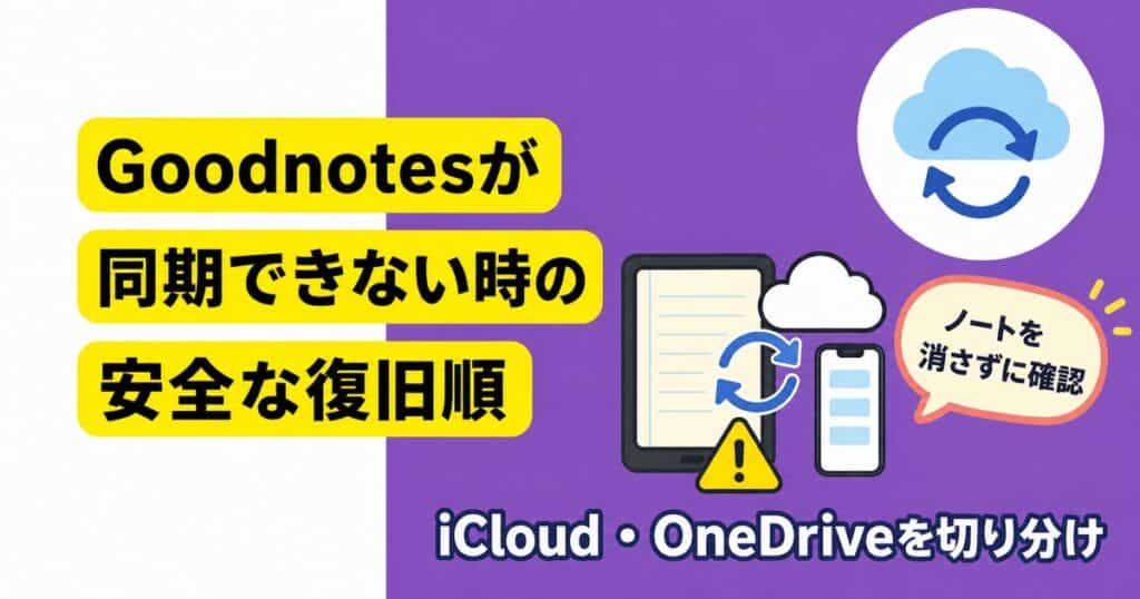 Goodnotesが同期できない時にノートを消さずiCloudとOneDriveを切り分ける安全な復旧順