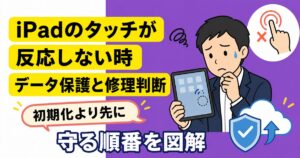 iPadのタッチが反応しない時にデータを守り修理を判断する手順のアイキャッチ